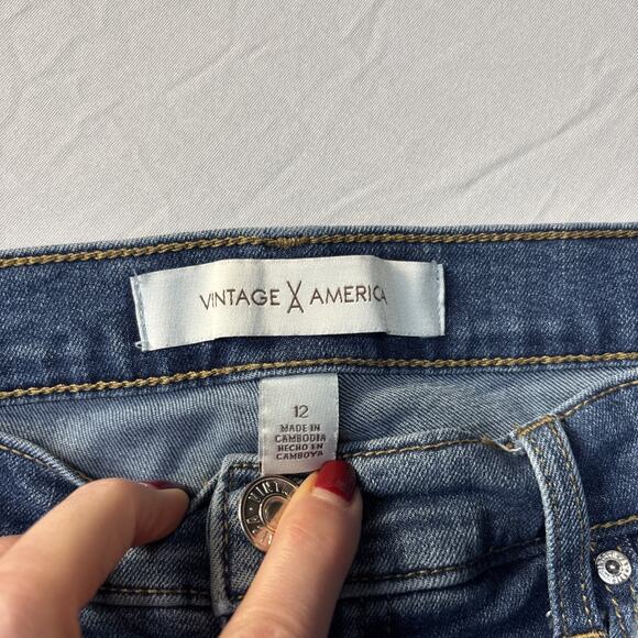 Vintage America Women's 12Bootcut Jean Mid-Rise Stretch Denim Blue Cowgirl Sexy - Picture 4 of 8